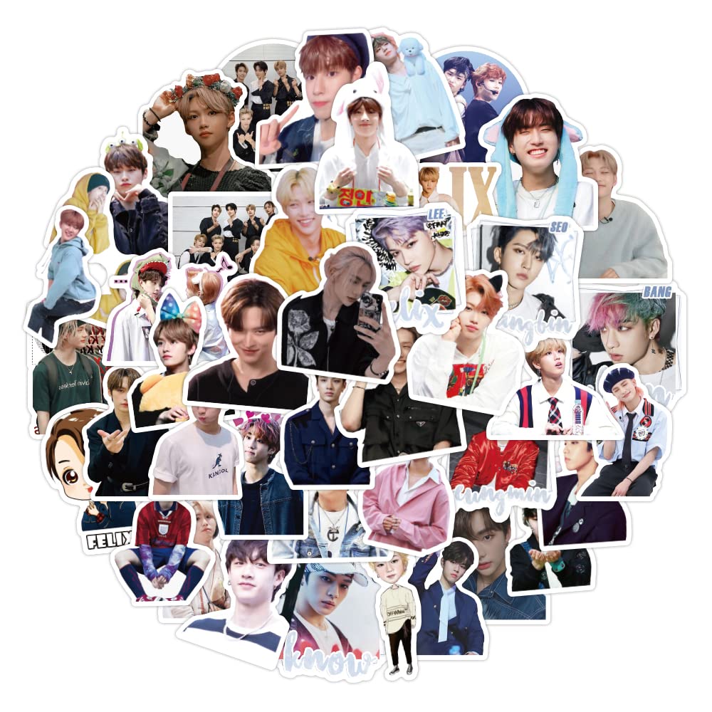 52pcs Stray Kids Kpop Stickers Pack for Girls，Funny Kpop Straykids Decals for Teens，Vinyl Waterproof SKZ Sticker for Laptop，Water Bottles，Hard Hat，Skateboard，Birthday Decorations Gifts for Kids/Adults