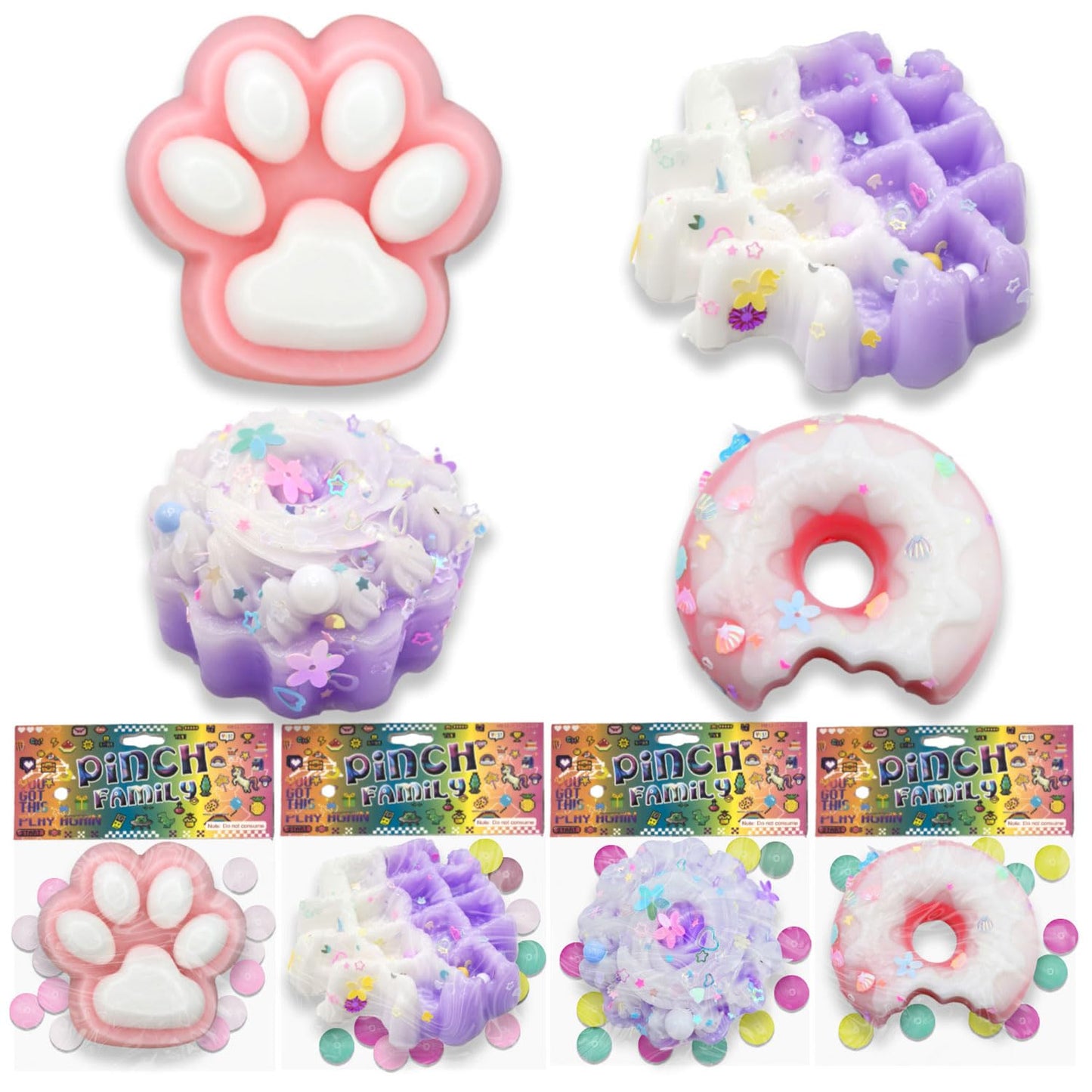 4pcs Taba Squishy Cat Paw Donut Squeeze Toys Kawaii Mochi Squishy Sensory Toys fufu Squishy for Cute ToysFidget Toys Squishy Novelty ThingsSuitable for Kids Teenage