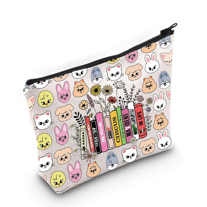 LEVLO SKZOO Cosmetic Make Up Bag SKZ K-POP Fans Gift SKZOO Cartoon Member Zipper Pouch Bag SKZ Merchandise For K-POP Fans (SKZ Life Bag)