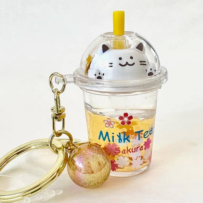 12078 Kitty Milk Tea Floaty Key Charm