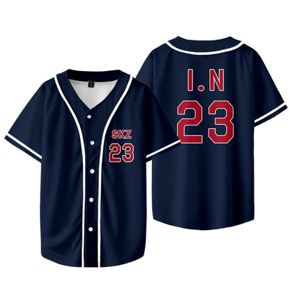 YTNSMDSE KOOP Stray Kids Baseball Jersey Merch Men/Women Thin Button Baseball Uniform Baseball Jersey for Fan (X-SmallR158680)