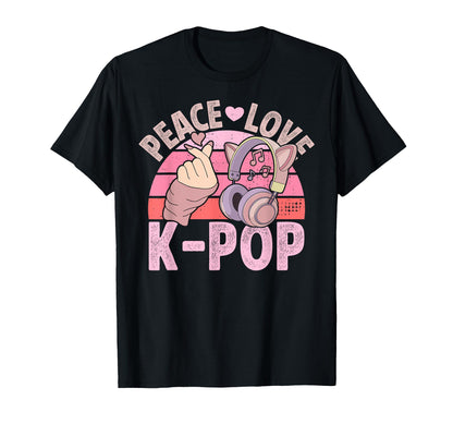 Headset Kpop Peace Love K Pop Heart K T-Shirt - Unique Graphic for Adults