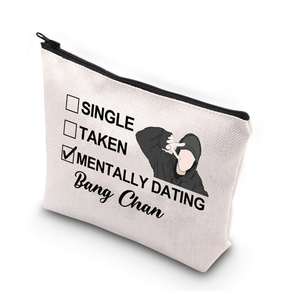 JNIAP K-Pop SKZ Makeup Bag K-Pop SKZ Gifts Single Taken Mentally Dating With Bang C SKZ Merchandise (With Bang mb)