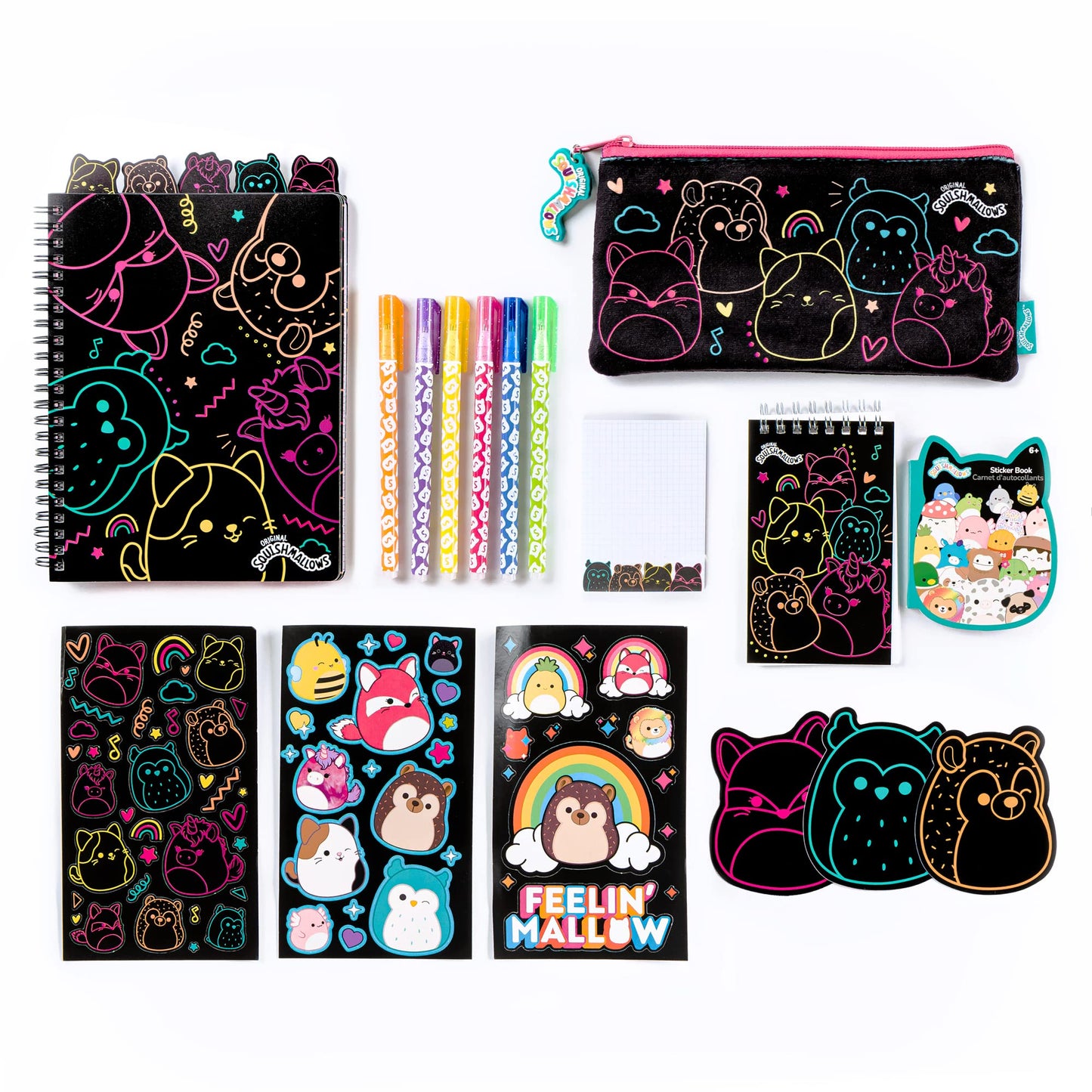 Fashion Angels Squishmallows Stationery Bundle - Includes Sketch Sheets Pouch Notepad Squishmallows Stickers and More - Join The Squish Squad - Cute Stationery Set - Ages 6 and Up