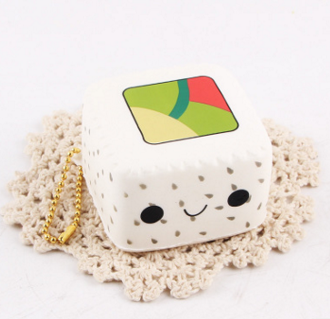 Squishy Realistic Square Sushi Stress Relief Keychain